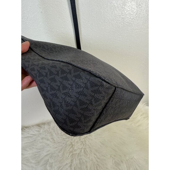 Michael Kors Jet Set Travel Large Messenger Bag Logo-Print Canvas Black/Silver - Picture 8 of 16